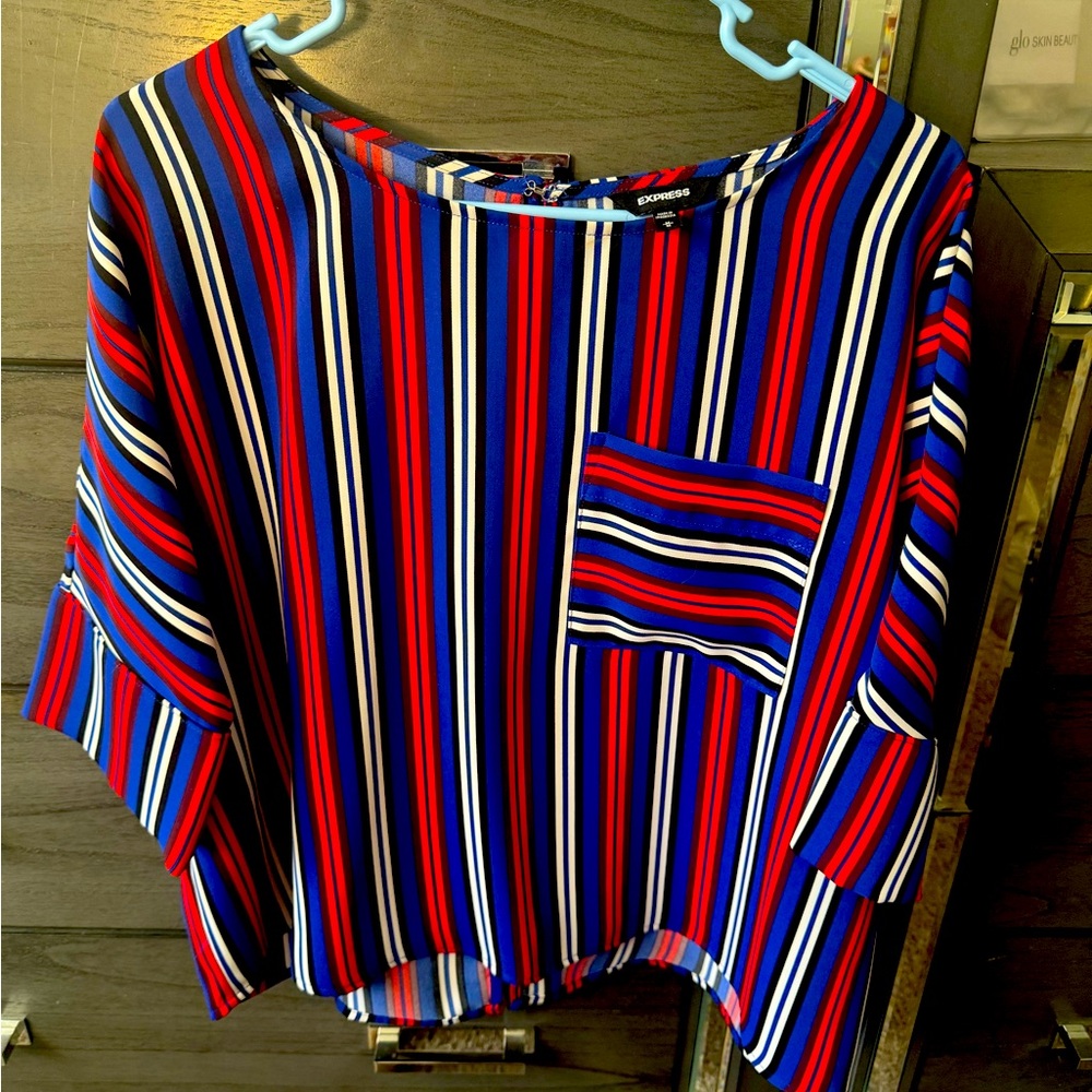 Express blouse red white and blue.